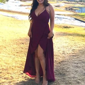 Wine colored formal dress for weddings